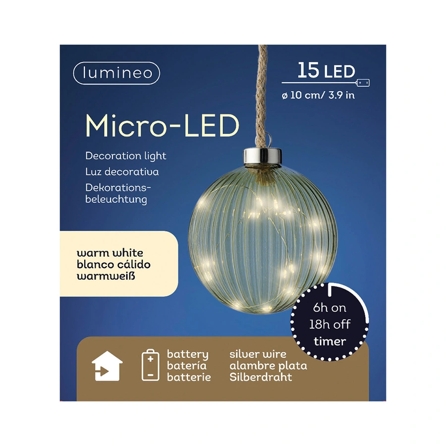 Micro LED Bal Groen - Ø10 cm - afbeelding 3