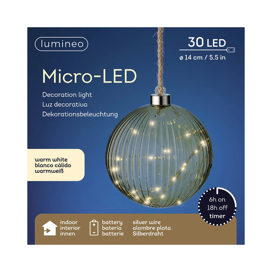 Micro LED Bal Groen - Ø14 cm - afbeelding 2