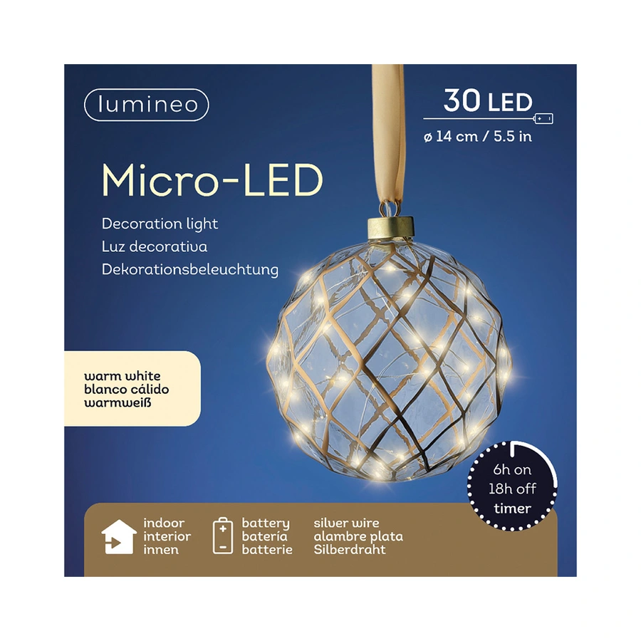 Micro LED Bal Ruit Helder - Ø14 cm - afbeelding 2