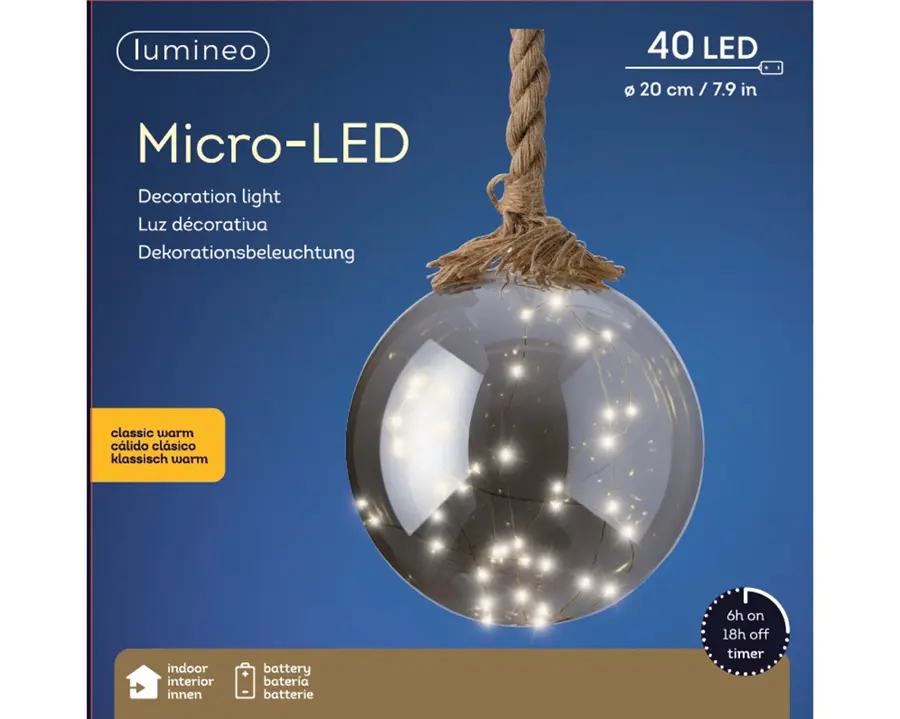 Micro LED Ball Smokey Grey - Ø20 cm - afbeelding 4