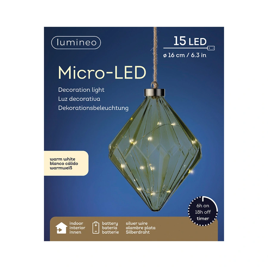 Micro LED Diamant Groen - Ø16x20 cm - afbeelding 2