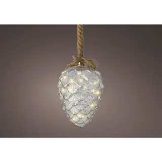 Micro LED Dennenappel Zilver - 15x21 cm - afbeelding 2