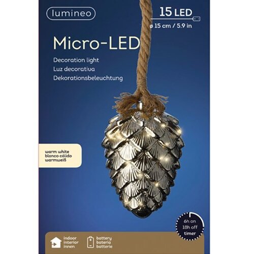 Micro LED pinecone ID Smokey grey - 15x80 cm - afbeelding 2