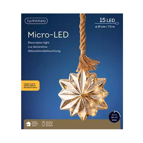 Micro LED Ster Bloem Touw verlichting - Ø19 cm - afbeelding 3