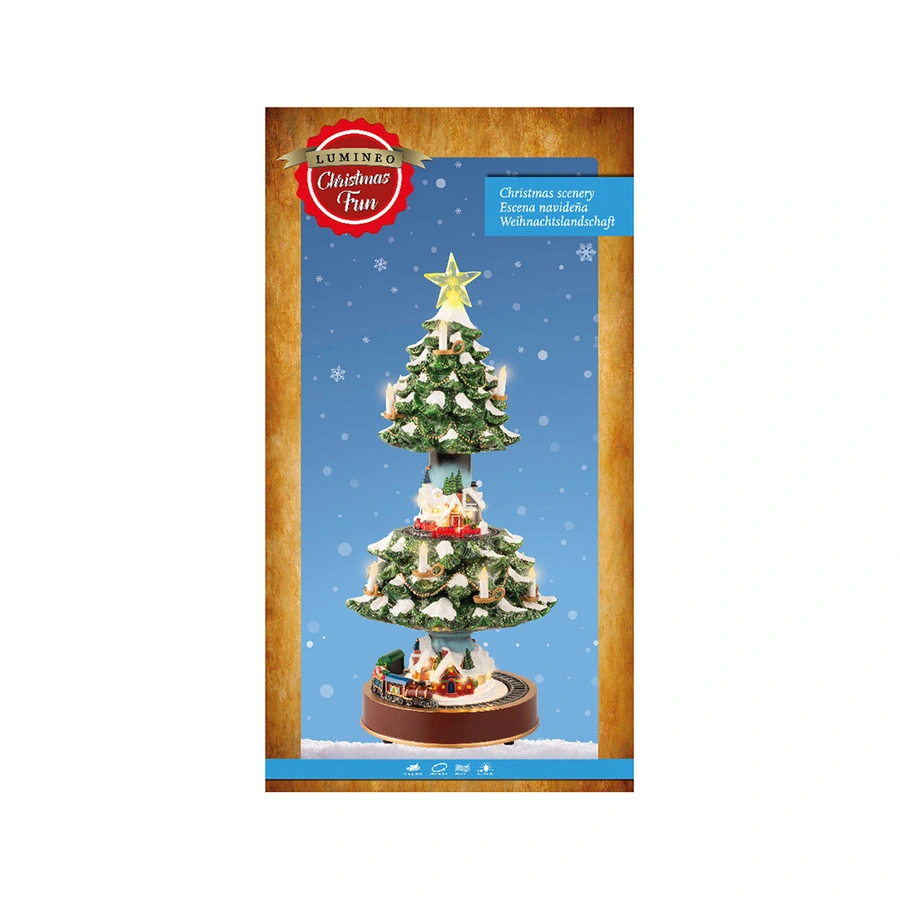 Kerstdorp LED Kerstboom met Treintje - Ø24,5x49 cm - afbeelding 3