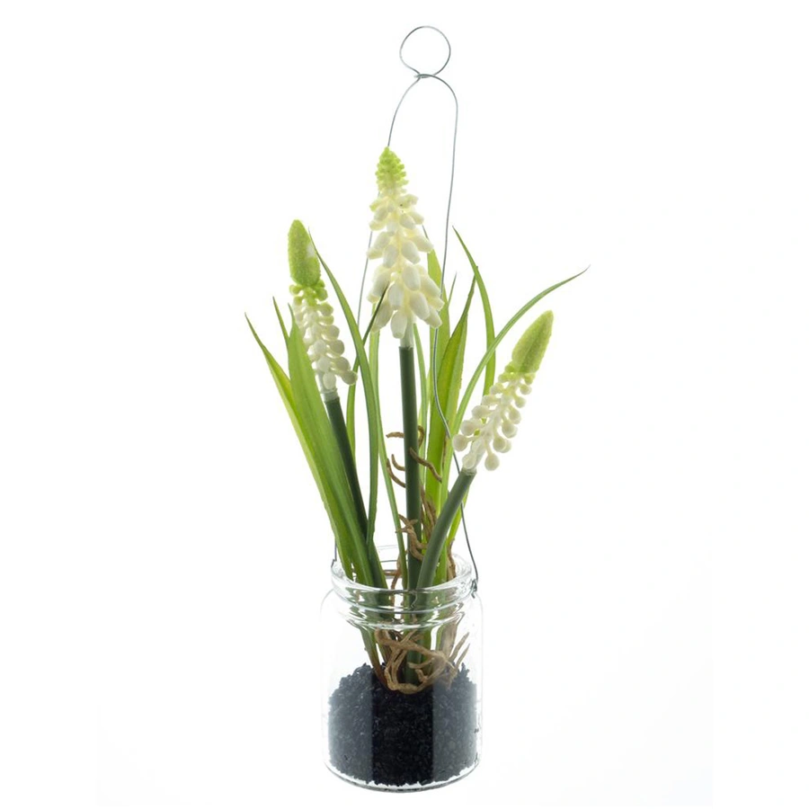 Kunstplantje Muscari in Pot met Hanger Cream - 18 cm