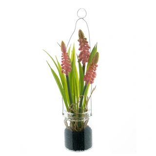 Kunstplantje Muscari in Pot met Hanger Pink - 18 cm