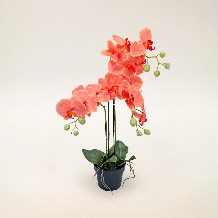 Orchidee Kunstplant 3-tak 68 cm - Oranje