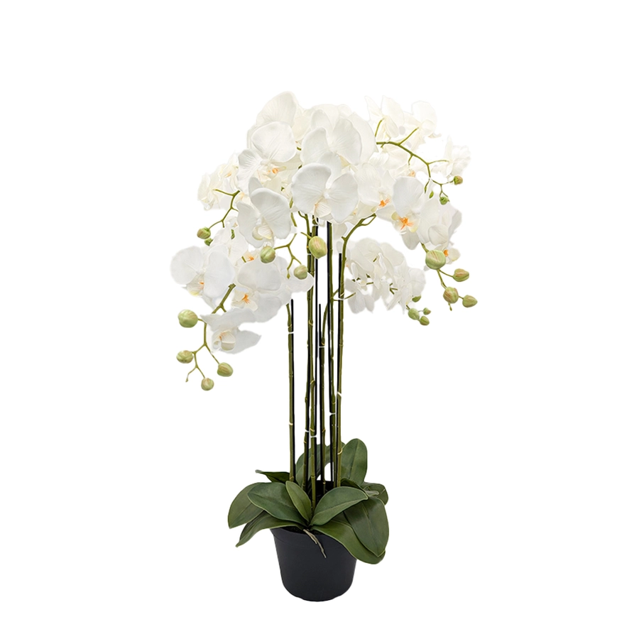 Orchidee Kunstplant 6-tak 88 cm - Wit