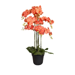 Orchidee Kunstplant 9-tak 110 cm - Oranje