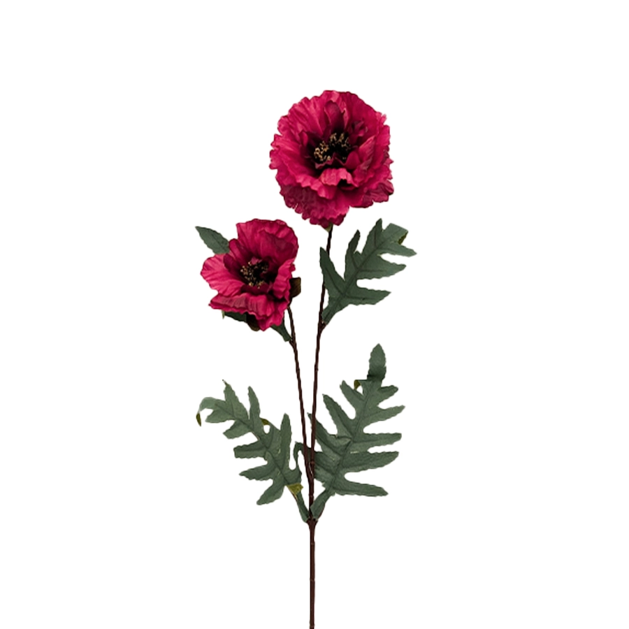 Kunstbloem Papaver spray Bordeaux - 64 cm