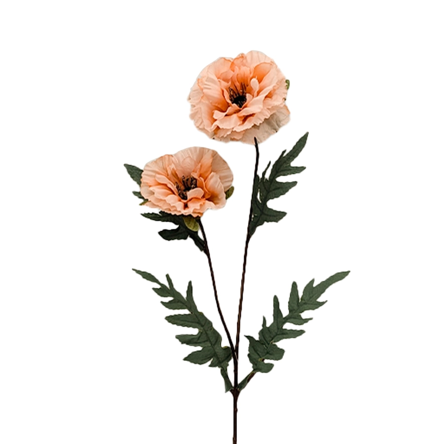 Kunstbloem Papaver spray Zalm Roze - 64 cm