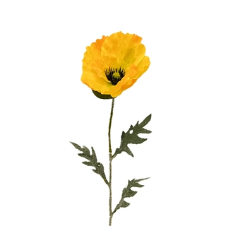 Kunstbloem Papaver tak Geel - 65 cm