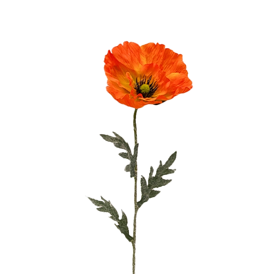 Kunstbloem Papaver tak Oranje - 65 cm