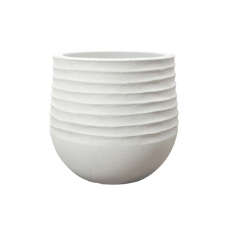 Kunststof Bloempot Rib Rond Chalk Beige | De Boet