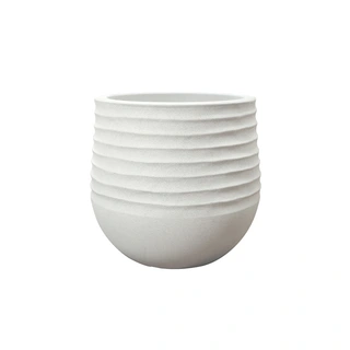Kunststof Bloempot Rib Rond Chalk Beige | De Boet