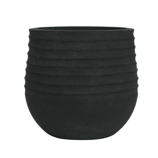 Kunststof Bloempot Rib Rond Coal Black | De Boet