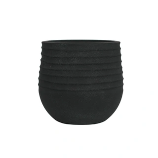 Kunststof Bloempot Rib Rond Coal Black | De Boet