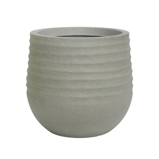 Kunststof Bloempot Rib Rond Cement Grey | De Boet