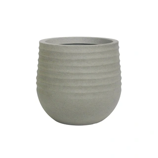 Kunststof Bloempot Rib Rond Cement Grey | De Boet