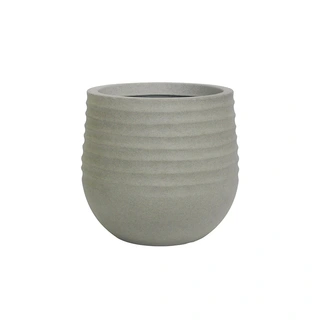 Kunststof Bloempot Rib Rond Cement Grey | De Boet