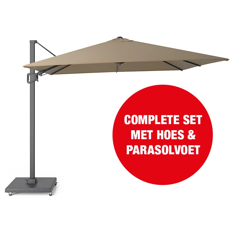 Halifax Zweefparasol Set 300x300 cm - Taupe - afbeelding 1