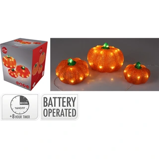 Pompoenen met LED - 3 st.