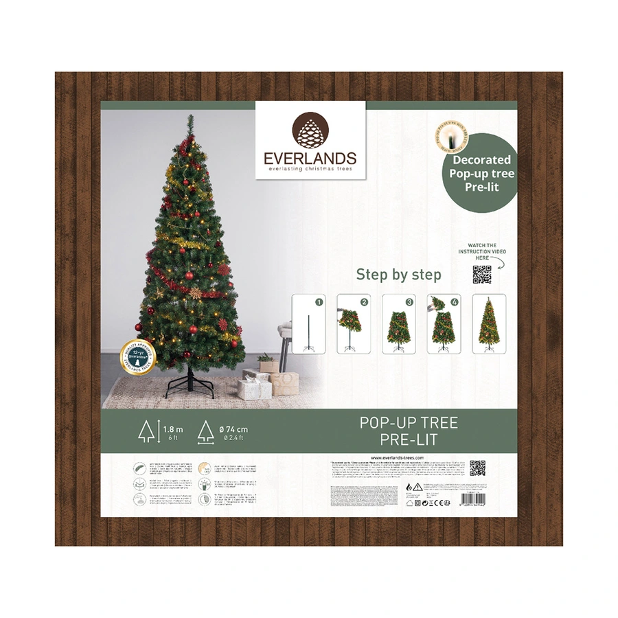 Everlands Kunstkerstboom Pop-Up Tree LED - 180 cm - afbeelding 6