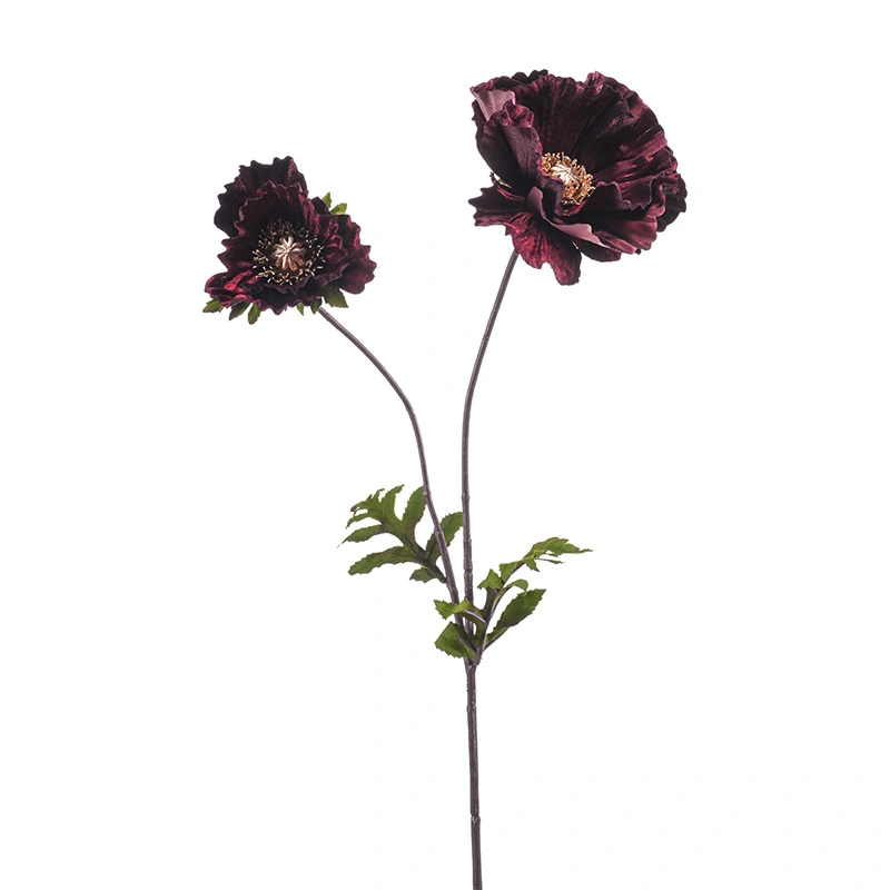 Kunstbloem Poppy Velvet Burgundy - 78 cm