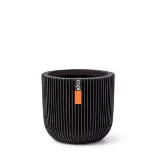 Capi Pot Bol Groove 9x8 cm - Zwart | Tuincentrum De Boet