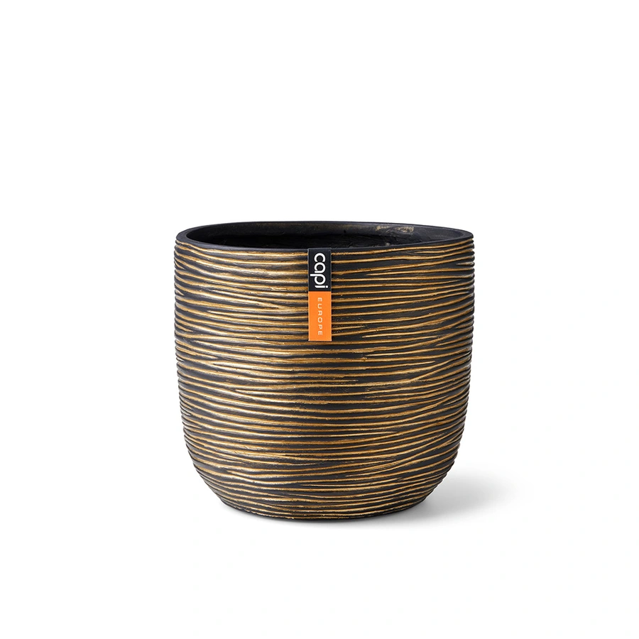 Capi Pot Bol Rib 14x12 cm - Goud Zwart - afbeelding 1