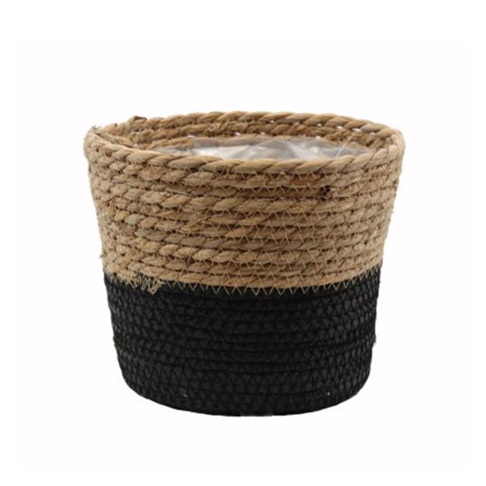 Pot Seagrass Natural/Black - Ø14x12 cm