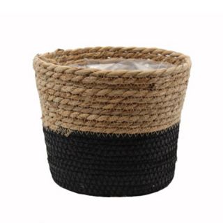 Pot Seagrass Natural/Black - Ø14x12 cm