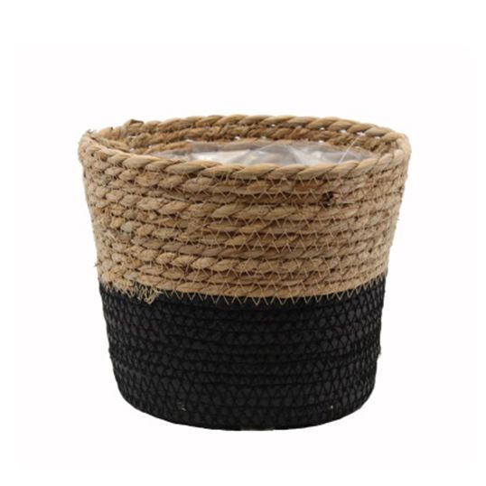 Pot Seagrass Natural/Black - Ø18x15 cm