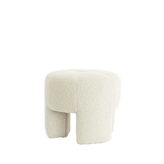 Light & Living Poef Batoemi Bouclé Crème - Ø51x45 cm | De Boet