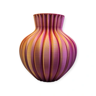 3D Ribbelvaas Ø21x23 cm - Goud/Paars/Roze | De Boet