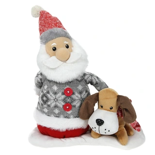 Kerstman met Hond met Muziek & Beweging - 30 cm | De Boet