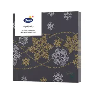 Duni Servetten Snow Glitter Black - 24x24 cm