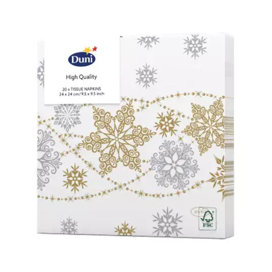 Duni Servetten Snow Glitter White - 24x24 cm