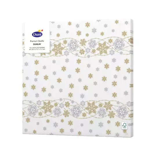 Duni Servetten Snow Glitter White  - 40x40 cm