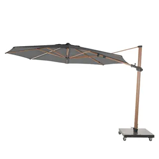 4 Seasons Outdoor Siesta Premium Zweefparasol Ø350  - Charcoal/Houtlook Frame