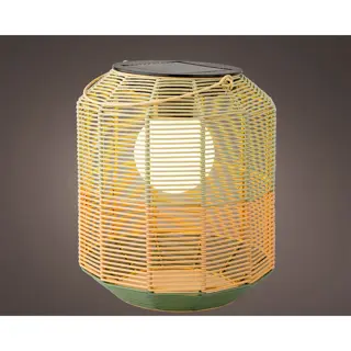 Solar Lantaarn Wicker Groen Naturel - Ø24 cm | De Boet