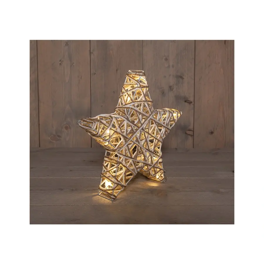 Kerstster Jute/Katoen LED Warm wit - 30x5 cm