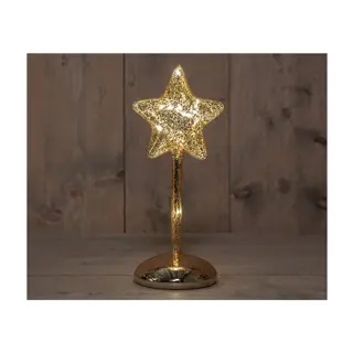 LED Ster Glas op stam 25 cm - Goud