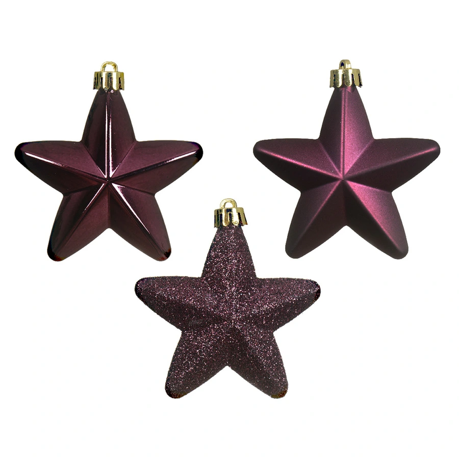 Kerstster Mix 6 st. - Donker Mauve - afbeelding 2