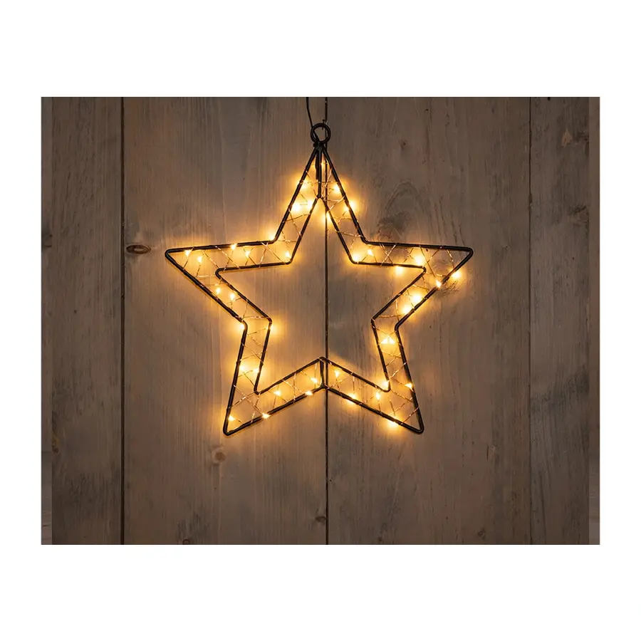 Zwarte Ster LED Klassiek Warm - 30x30,5 cm