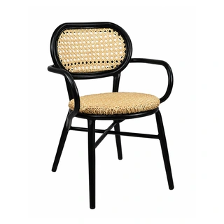 Tuin Armstoel Wicker - Zwart/Naturel | De Boet