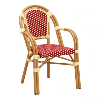 Tuin Armstoel Wicker - Ivoor/Rood | De Boet