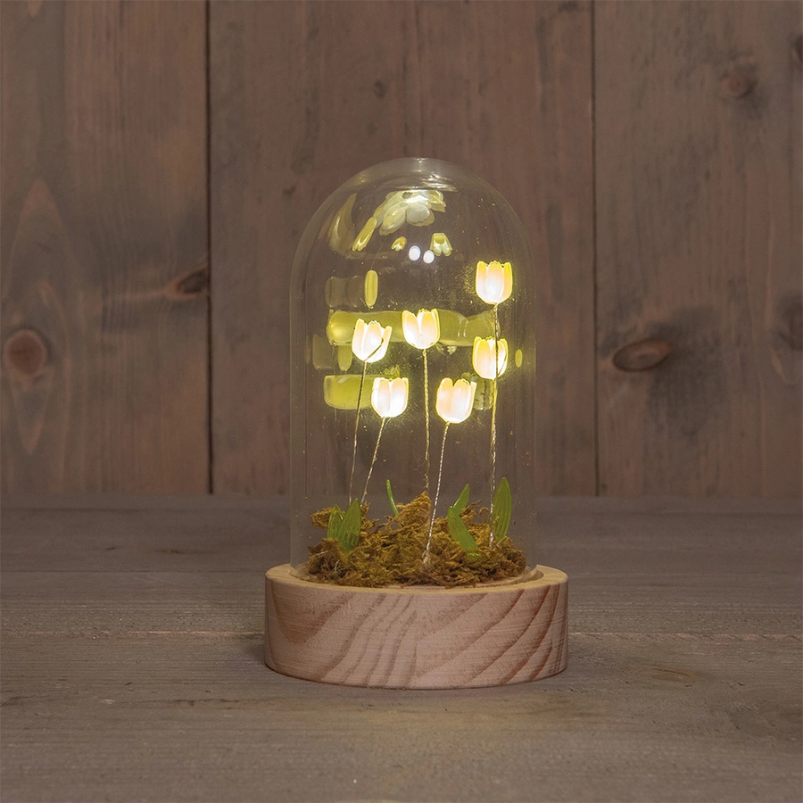 Tulpen in Stolp LED 8,5x14 cm - Geel