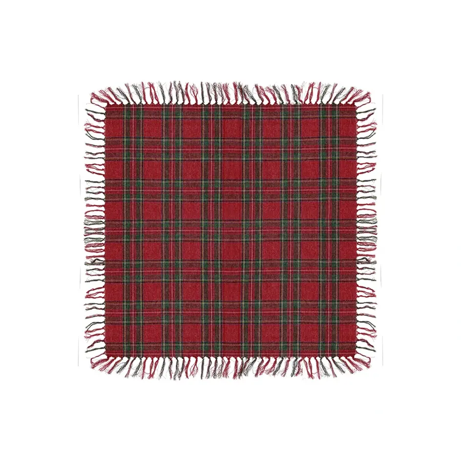 Unique Living Tafelkleed Xmas tartan 90x90 cm - red